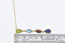 Load image into Gallery viewer, 18K Amethyst Topaz Garnet Peridot Drop Chain Necklace 16.25&quot; Yellow Gold