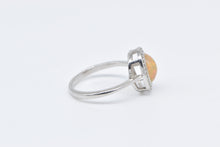 Load image into Gallery viewer, Sterling Silver Opal Cabochon Diamond Halo Statement Ring