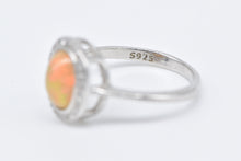 Load image into Gallery viewer, Sterling Silver Opal Cabochon Diamond Halo Statement Ring