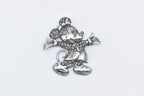 Sterling Silver Walt Disney Productions Minnie Mouse Marcasite Pendant/Pin