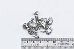 Sterling Silver Walt Disney Productions Minnie Mouse Marcasite Pendant/Pin