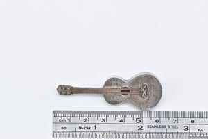 Sterling Silver 3D Articulated Guitar Musical Instrument Pin/Brooch