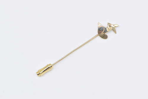 14K Stylized Fox Vintage Animal Fashion Stick Pin Yellow Gold