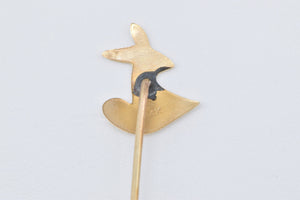 14K Stylized Fox Vintage Animal Fashion Stick Pin Yellow Gold