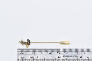 14K Stylized Fox Vintage Animal Fashion Stick Pin Yellow Gold