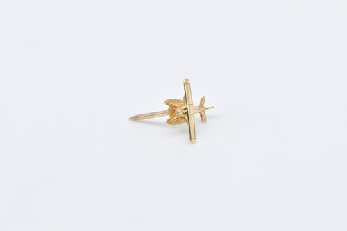 14K 3D Biplane Plane Lapel Pin/Brooch Yellow Gold