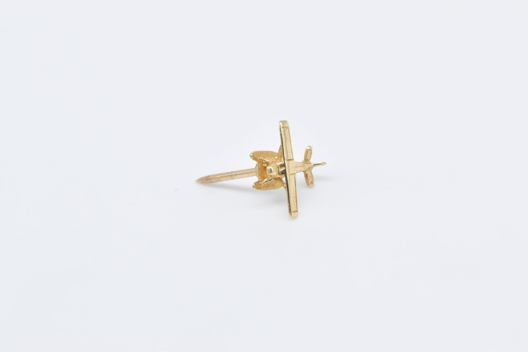 14K 3D Biplane Plane Lapel Pin/Brooch Yellow Gold