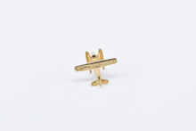 Load image into Gallery viewer, 14K 3D Biplane Plane Lapel Pin/Brooch Yellow Gold