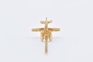 14K 3D Biplane Plane Lapel Pin/Brooch Yellow Gold