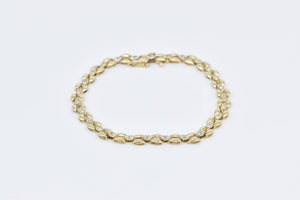 14K 0.84 Ctw Diamond Oval Link Vintage Chain Bracelet 7.25" Yellow Gold