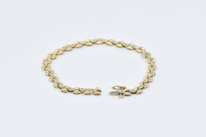 14K 0.84 Ctw Diamond Oval Link Vintage Chain Bracelet 7.25" Yellow Gold