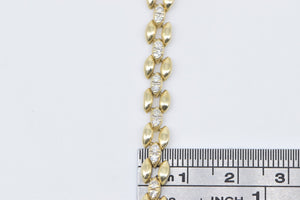 14K 0.84 Ctw Diamond Oval Link Vintage Chain Bracelet 7.25" Yellow Gold