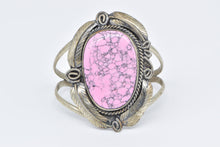 Load image into Gallery viewer, Sterling Silver Southwestern Rhodonite Ornate Feather Cuff Bracelet 7.5&quot;