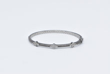 Load image into Gallery viewer, Sterling Silver Vintage Brushed Finished Cluster CZ Bangle Bracelet 6.5&quot;