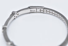 Load image into Gallery viewer, Sterling Silver Vintage Brushed Finished Cluster CZ Bangle Bracelet 6.5&quot;