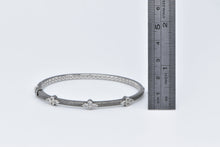 Load image into Gallery viewer, Sterling Silver Vintage Brushed Finished Cluster CZ Bangle Bracelet 6.5&quot;