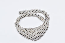 Load image into Gallery viewer, Sterling Silver Squared Chain Link Banded Statement Bib Necklace 17.25&quot;