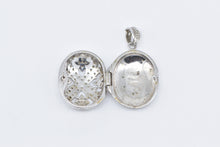 Load image into Gallery viewer, Sterling Silver Ornate Filigree Domed Photo Locket Egg Pendant