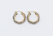 Load image into Gallery viewer, Sterling Silver 14k Gold 23mm Two Tone Twist Fashion Hoop Earrings