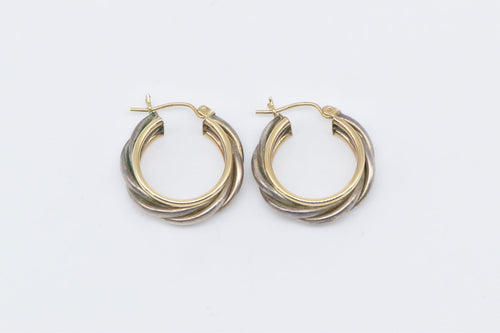 Sterling Silver 14k Gold 23mm Two Tone Twist Fashion Hoop Earrings