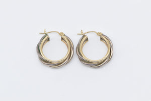 Sterling Silver 14k Gold 23mm Two Tone Twist Fashion Hoop Earrings