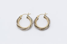 Load image into Gallery viewer, Sterling Silver 14k Gold 23mm Two Tone Twist Fashion Hoop Earrings