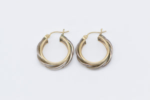 Sterling Silver 14k Gold 23mm Two Tone Twist Fashion Hoop Earrings