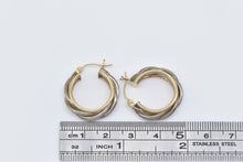 Load image into Gallery viewer, Sterling Silver 14k Gold 23mm Two Tone Twist Fashion Hoop Earrings