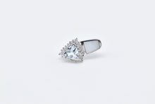 Load image into Gallery viewer, 10K Trillion Aquamarine Diamond Halo Single Stud Earring White Gold