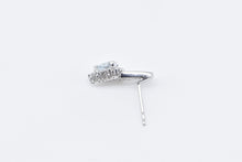 Load image into Gallery viewer, 10K Trillion Aquamarine Diamond Halo Single Stud Earring White Gold