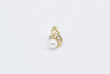 Load image into Gallery viewer, 10K Pearl Diamond Accent Vintage Single Stud Earring Yellow Gold