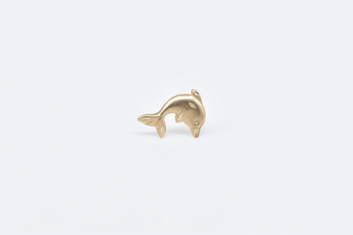 10K Jumping Dolphin Ocean Motif Single Stud Earring Yellow Gold