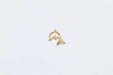 Load image into Gallery viewer, 10K Jumping Dolphin Ocean Motif Single Stud Earring Yellow Gold