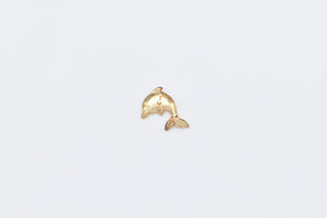 10K Jumping Dolphin Ocean Motif Single Stud Earring Yellow Gold