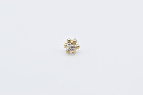 10K Vintage Diamond Solitaire Single Stud Earring Yellow Gold