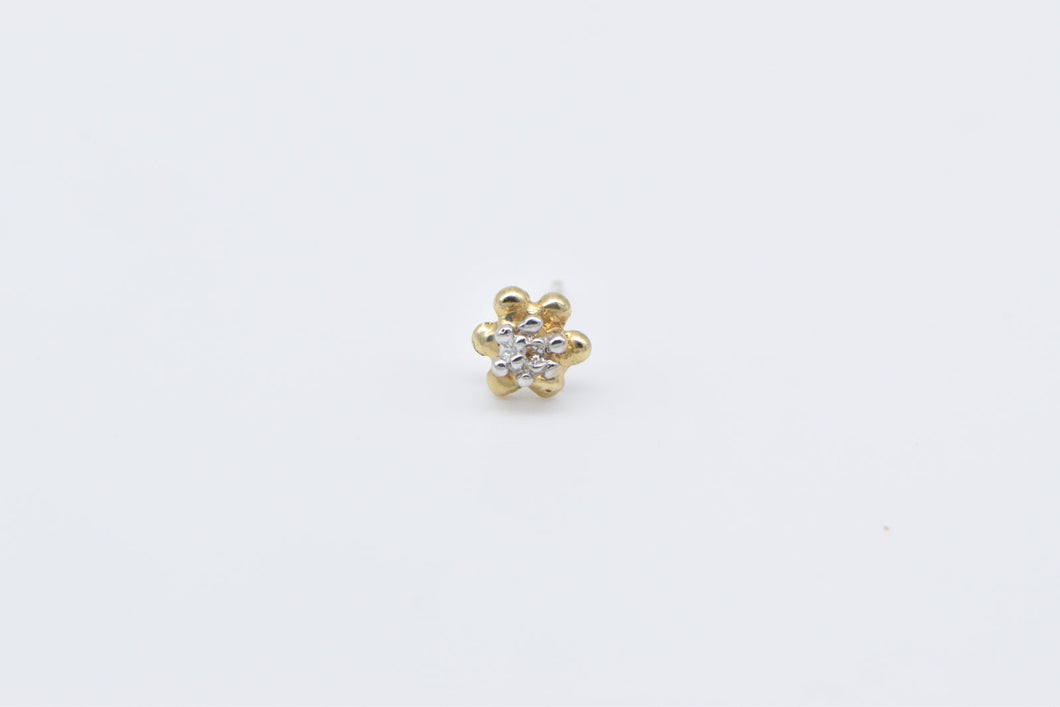 10K Vintage Diamond Solitaire Single Stud Earring Yellow Gold