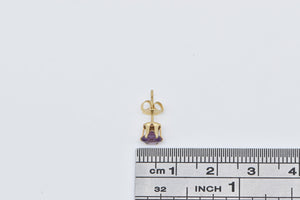 14K Round Amethyst Solitaire Classic Single Stud Earring Yellow Gold