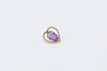 Load image into Gallery viewer, 14K Oval Amethyst Solitaire Heart Single Stud Earring Yellow Gold