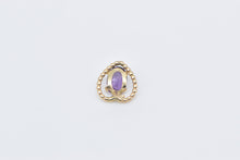 Load image into Gallery viewer, 14K Oval Amethyst Solitaire Heart Single Stud Earring Yellow Gold