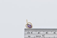 Load image into Gallery viewer, 14K Oval Amethyst Solitaire Heart Single Stud Earring Yellow Gold