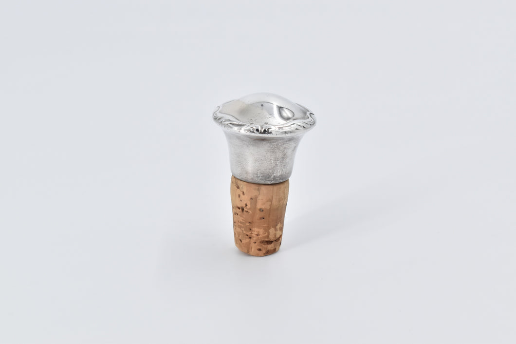 Silver Plated Art Nouveau Ornate Swirl Decanter Bottle Cork Stopper