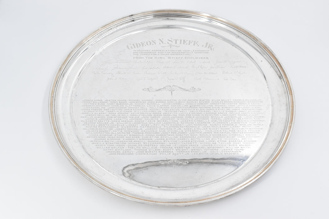 Sterling Silver Gideon N Stieff Jr. Engraved One of a Kind Platter