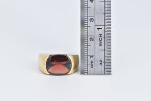 10K Vintage Oval Garnet Inset Statement Ring Yellow Gold