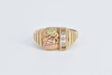 Load image into Gallery viewer, 10K Black Hills Leaf Diamond Vintage Statement Ring Yellow Gold