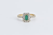 Load image into Gallery viewer, 10K Vintage Syn. Emerald CZ Halo Statement Ring Yellow Gold