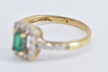 Load image into Gallery viewer, 10K Vintage Syn. Emerald CZ Halo Statement Ring Yellow Gold