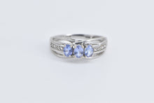 Load image into Gallery viewer, 10K Oval Tanzanite Diamond Accent Vintage Ring White Gold