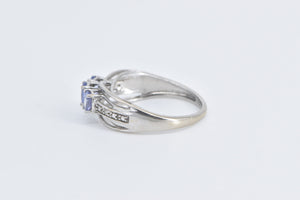 10K Oval Tanzanite Diamond Accent Vintage Ring White Gold