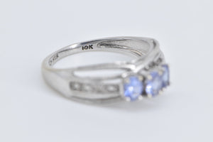 10K Oval Tanzanite Diamond Accent Vintage Ring White Gold