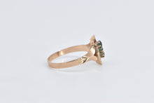 Load image into Gallery viewer, 10K Victorian Syn. Emerald Seed Pearl Ornate Ring Yellow Gold